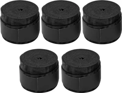 Produktbild von 5er-Set Overgrips, atmungsaktiv & rutschfest, für Badminton-, Tischtennis- & Squash-Schläger, in Schwarz
