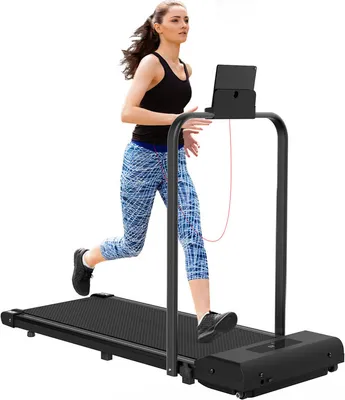 Produktbild von Laufband klappbar - Bigzzia 2-in-1 Treadmill elektrisches - 750 Watt leiser Elektromotor - Geh- und Lauftraining - LCD Display - bis 10 km/h - bis 120 kg - Für Büro & zu Hause - Schwarz