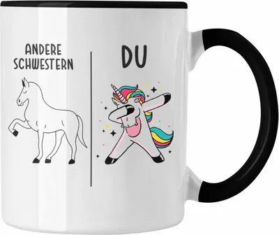 Produktbild von Trendation - Schwester Geschenk Geburtstag Tasse Geschenkideen Tassen mit Spruch für Schwester (Schwarz)