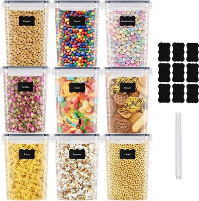 Produktbild von Unyqoos® 9er Vorratsdosen-Set 2 L (2 x 15 x 10 cm) – luftdichte, BPA-freie Vorratsbehälter mit Deckel aus lebensmittelechtem Kunststoff für Küche