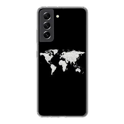 Produktbild von MuchoWow® Handyhülle Schutzhülle Hülle für Samsung Galaxy S21 FE Weltkarte - Muster - Schwarz Silikon Softcase Handy Hülle - Mobiltelefonhülle