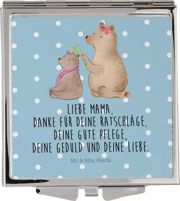 Produktbild von Mr. & Mrs. Panda Kosmetikspiegel Bär Kind - Blau Pastell - Geschenk, Schminkspiegel, Taschenspiegel, Muttertag, Klappspiegel, Handspiegel, Bären, Kleiner Spiegel, Mama