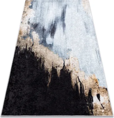 Produktbild von MIRO 51573.802 Waschteppich Abstraktion Anti-Rutsch - blau / gold Blau 160x220 cm