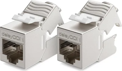 Produktbild von deleyCON 2x CAT6a MINI Keystone Jack Modul Patchkabel Netzwerkkabel Verbinder STP Schirmung RJ45 Buchse Netzwerk