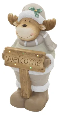 Produktbild von ECD Germany Weihnachtselch-Figur mit LED-Beleuchtung Weihnachtsdeko Innen LED-Elch Weihnachtsfigur Batteriebetrieben Dekofigur Rentier für Wohnzimmer