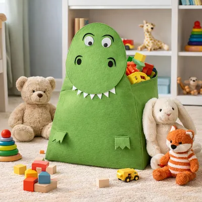 Produktbild von Kinder Filz Aufbewahrungsbox Aufbewahrung Spielzeugkiste Dino H73cm