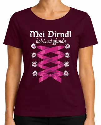 Productafbeelding van , Beierse kleding, Edelweiß, dames T-shirt, bordeauxrood, maat 3XL. (Geen "Mei Dirndl" gevonden.)