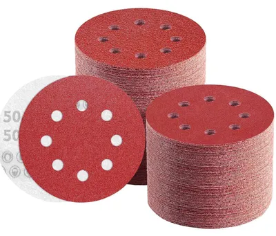 Productafbeelding van Schuurpapier 125mm met klittenband, korrelgrootte 150, 8 gaten, 110 stuks, geschikt voor excenterschuurmachines