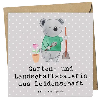 Produktbild von Mr. & Mrs. Panda Grußkarte Garten- und Landschaftsbauerin Leidenschaft - Grau Pastell - Geschenk, faltkarte, Gartenbau, Gartenplaner, Glückwunschkarte, Gärtnerei, Spruch