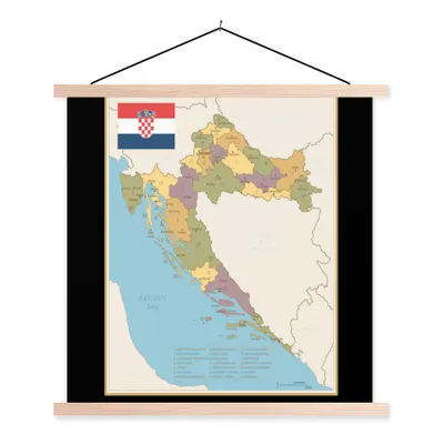 Produktbild von MuchoWow® Textilposter Alte Karte von Kroatien 60x60 cm mit holzfarbenen Rahmen - Wanddekoration