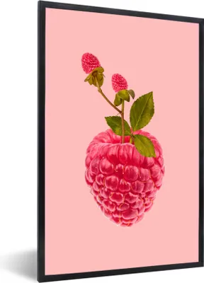 Produktbild von MuchoWow® Gerahmtes Poster Stilleben - Himbeere - Obst 40x60 cm - Poster mit Schwarzem Bilderrahmen Wandposter Rahmen Foto Bilder - Papierdruck - Wandbilder