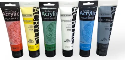 Zdjęcie produktu dla Farby akrylowe 100 ml 6 popularnych kolorów