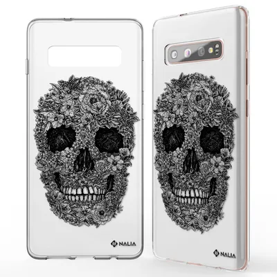 Produktbild von NALIA Handy Hülle für Samsung Galaxy S10 Plus, Silikon Hülle Motiv Case Cover Totenkopf