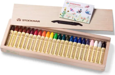 Produktbild von Stockmar Wachsmalstifte Set 24 Farben Holzkiste kreatives Spielzeug