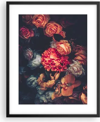 Produktbild von Gerahmtes Poster - Schwarzer Rahmen - Blumenstrauß Blumen Rosen - 40x50 cm - Wand Bild - Wanddeko - Wandbilder - Kunstposter - Wandposter - Bilderrahmen - Bilder - Kunstdruck - P2BPA40x50-5002