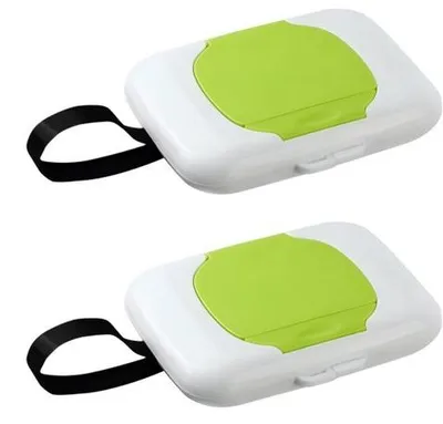 Produktbild von Babydoekjedispenser für Reise, 2 Stück, grün, 16,5 x 13 x 2,5 cm
