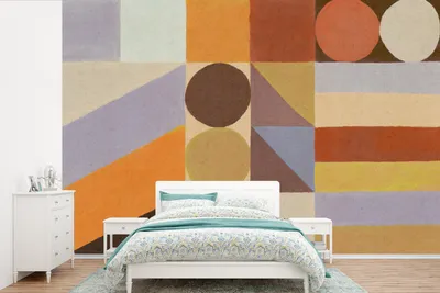 Produktbild von MuchoWow® Fototapete für Wohnzimmer oder Schlafzimmer Wandtapete Vinyl Motivtapete Geometrie - Formen - Farben - Pastell - 600x400 cm - Vinyltapeten