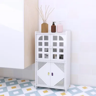 Image de Armoire avec porte et étagères, dimensions 30 x 22 x 75 cm, couleur blanche