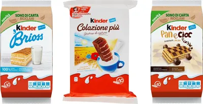 Produktbild von Testpaket Kinder Ferrero Brioss Colazione più Panecioc brioche snack 30 x 27gr