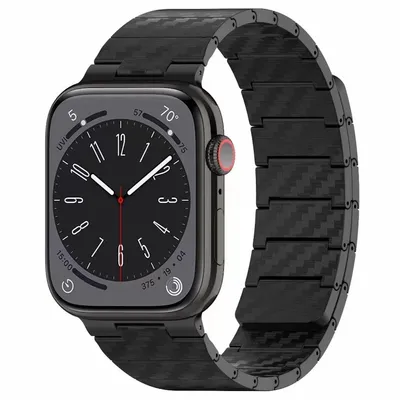 Produktbild von Für Apple Watch SE 2023 40mm Carbonfaser Magnetisches Ersatz Smart Armband Schwarz