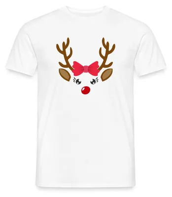 Produktbild von Spreadshirt Reh Gesicht Weihnachten Fasching Kostüm Männer T-Shirt, 4XL, Weiß