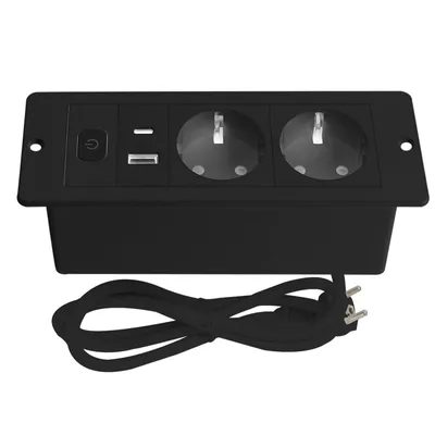 Produktbild von TWSOUL Tischplatte Versenkte Steckdose, 2 Fach Tischsteckdose mit USB & Typ-C Steckdosenleiste Ein- / Ausschalter, USB-Anschluss