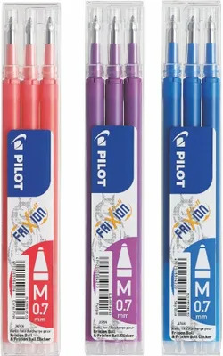 Produktbild von Pilot Frixion Ball Ersatzminen 0.7 - 3x koralle, 3x purple, 3x skyblue