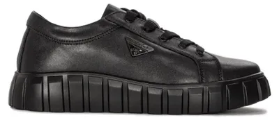 Produktbild von Schwarze Damen Schuhe aus Vollnarbenleder mit Plateausohle 4 cm Ferse 3 cm Vorderfuß Weite G