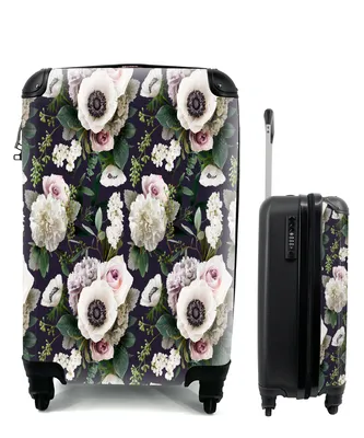 Produktbild von MuchoWow® Koffer Handgepäck Trolley Rollkoffer Kleine Reisekoffer mit 4 Rollen - Blumen - Anemone - Muster - Cabin Size < 55x40x23 cm & 55x40x20 cm - Fotokoffer - Kabinenkoffer - Boardgepäck - Reise-Box - Reisekoffer - Reisegepäck - Koffer mit Bild - Trolley für Kinder