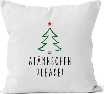 Produktbild von Kissenbezug Atännschen please! Weihnachts-Deko-Kissen Geschenk MoonWorks® weiß unisize