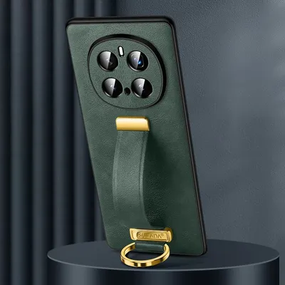 Produktbild von Für Honor Magic 7 Pro SULADA Hybrid Leder Schutz Hülle mit Ring Halter Case Grün