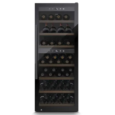 Produktbild von Caso Wineexclusive 126 Smart Freistehender Weintemperierschrank, Glasdekor, 126 Flaschen, 2 Temperaturzonen, 5-20°C, 42 dB, eingebauter Ventilator, Filtersystem, Smartphone-Steuerung