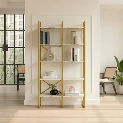Immagine prodotto di Zephirine - Libreria, 88x30x175h cm Grigio, 5 Ripiani