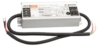 Produktbild von MEANWELL HLG-60H-48A, AC-DC LED-Installationsnetzteil, Metallgehäuse, IP65 62W 48V 1,3A CV+CC