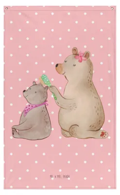 Produktbild von Mr. & Mrs. Panda Wandbild Bär Kind - Rot Pastell - Geschenk, Boho Wandteppich, Tochter, Wandbehang, Muttertag, Hängedeko, Bären, Wandtuch, Mama