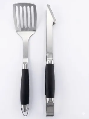 Immagine prodotto di Set di utensili da barbecue XXL in acciaio inossidabile: pinza da 43 cm e spatola da 44,5 cm, set da barbecue in acciaio inossidabile