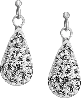 Produktbild von Ohrstecker 925 Sterling Silber Glitzer Tropfen Farbe - Weiß
