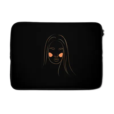 Produktbild von MuchoWow® Laptop Hülle 14 ZollFrau - Gold - Rosa - Strichzeichnung Laptoptasche - Laptoptasche - Stoßsicher - Schutzhaube