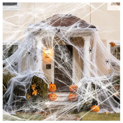 Halloween-Spinnennetz-Deko, 200 g, mit 60 Plastikspinnen, dehnbar