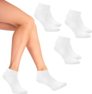 Produktbild von Dámské ponožky do tenisek 3-pack krátké ponožky kotníkové ponožky bavlněné, bílé, 39-42