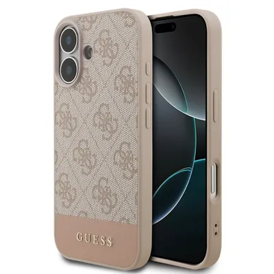 Immagine prodotto di Custodia iPhone 17 Guess Classic in ecopelle rosa con logo color oro