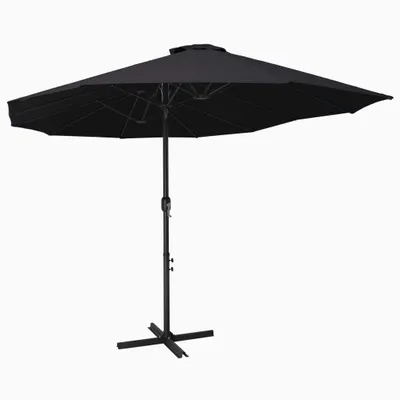 Image de Parasol "Neukyhna" en polyester noir. Dimensions (L/L/H) 460x270x246 cm