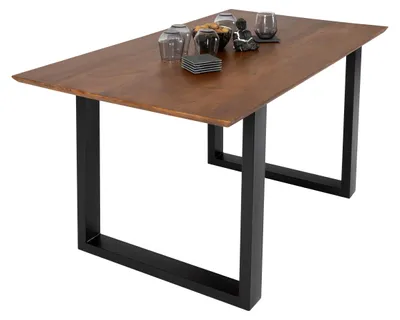 Produktbild von Esstisch 160x85cm Akazie massiv nussbaumfarben schweizer Kante U-Gestell ATLANTA