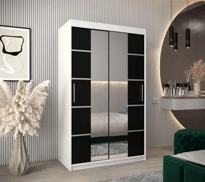 Obrázek produktu pro Skříň se zrcadly VIVIEN - šířka 120 cm, bílá / černá