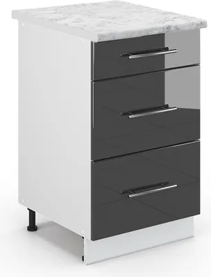 Produktbild von Küchenunterschrank Vicco Fame-Line Anthrazit Hochglanz 50 cm AP Marmor, Model 48904