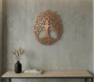 Produktbild von Metall-Baum des Lebens Wandkunst Zen Familie Baum hängen Home Office Dekor Geschenk (Kupfer, 30 cm)
