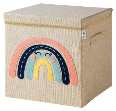 Immagine prodotto di Scatola portaoggetti con coperchio e motivo arcobaleno, ideale per la cameretta dei bambini