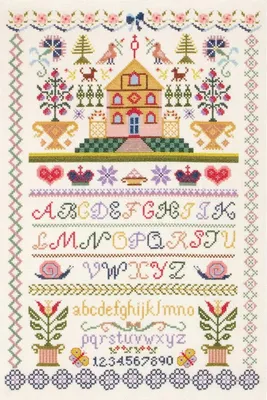 Obrázek produktu pro Sada křížkového vyšívání "Traditional Sampler", počítaný vzor, 46x31cm