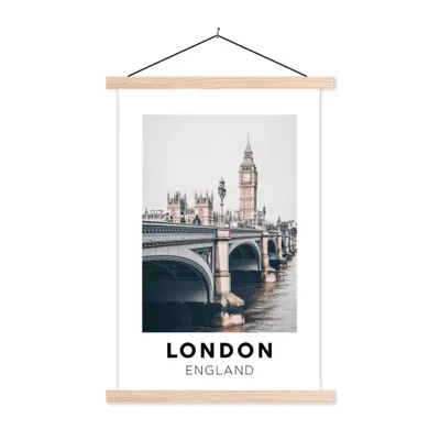 Produktbild von MuchoWow® Textilposter London - England - Brücke 40x60 cm mit holzfarbenen Rahmen - Poster
