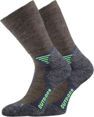 Produktbild von TippTexx 24 4 Paar Trekkingsocken, Wandersocken mit Wolle vom Merinoschaf, Grau/Grün, Größe 35-38